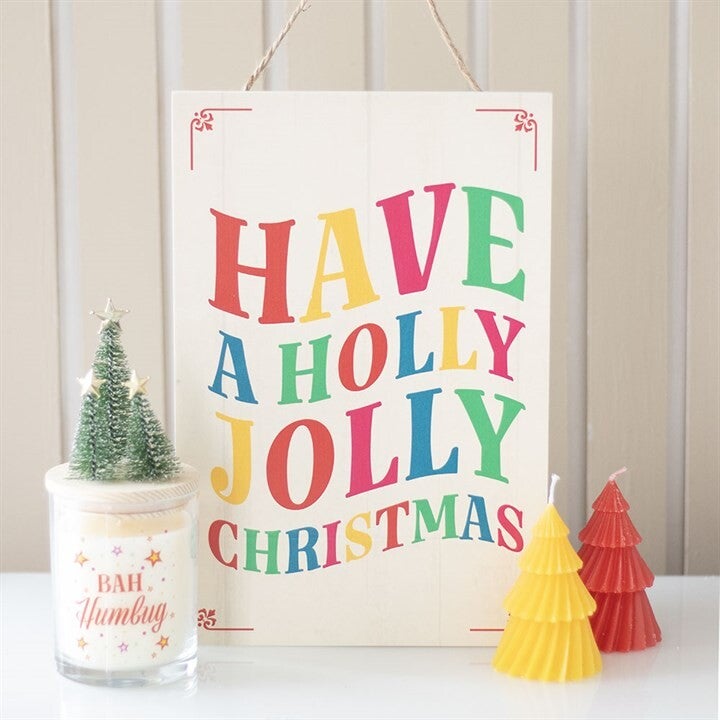 Holly Jolly Hanging Christmas Sign