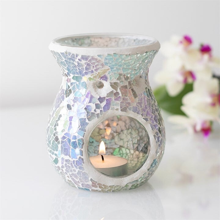 Blue Iridescent Crackle Mosaic Wax and Oil Burner