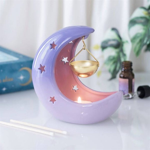 Lavender Crescent Moon Hanging Oil Burner