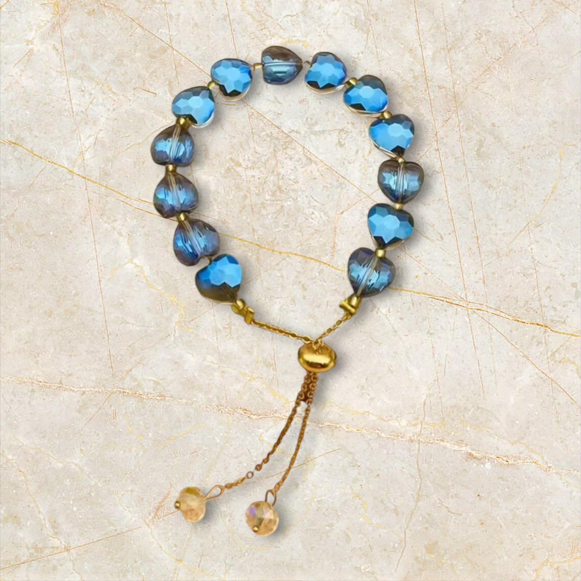 Iridescent Navy Heart Adjustable Bracelet