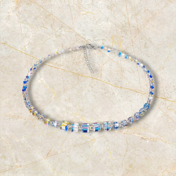 Iridescent Square Glass Bead Necklace
