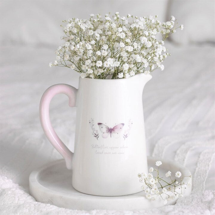 White Butterfly Ceramic Flower Jug