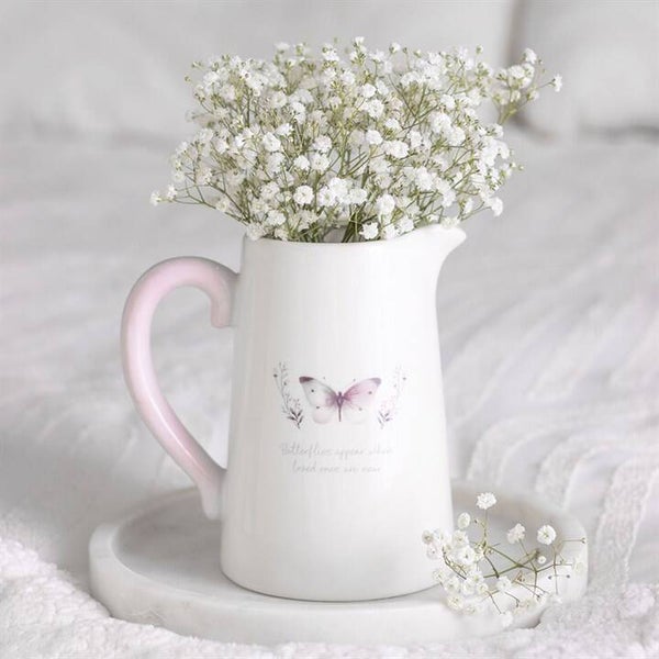 White Butterfly Ceramic Flower Jug