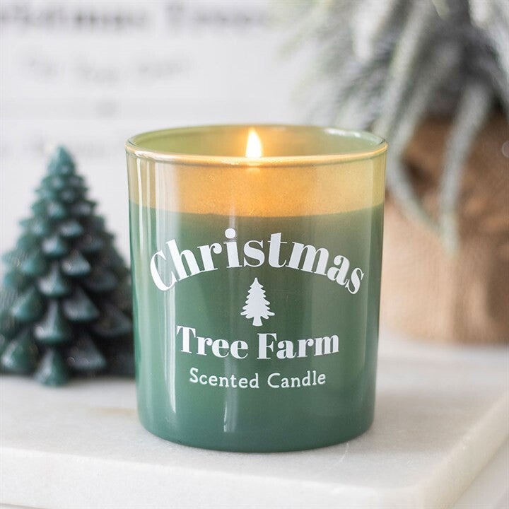 Christmas Tree Farm Glass Candle