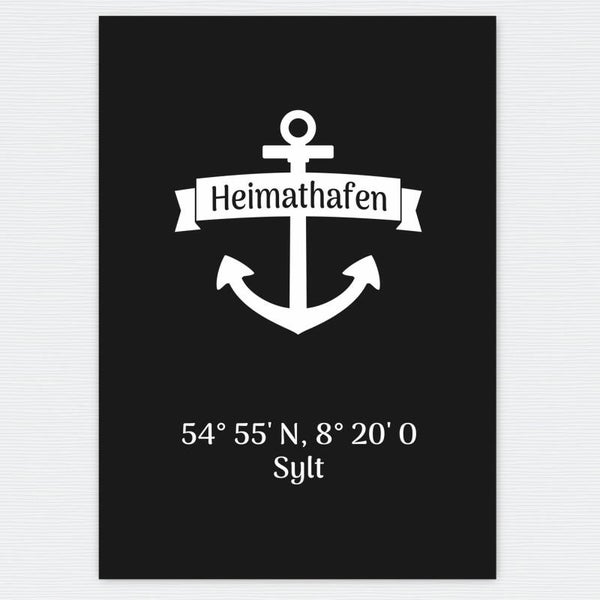 Heimathafen Sylt - schwarzer Karton