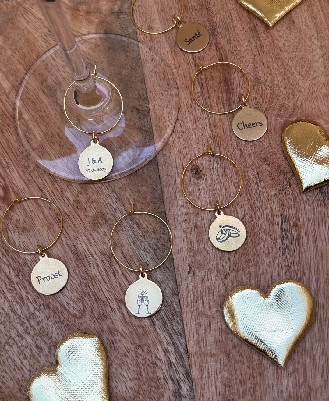 Gepersonaliseerde Wijnglas hangers - Bruiloft