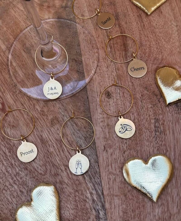 Gepersonaliseerde Wijnglas hangers - Bruiloft