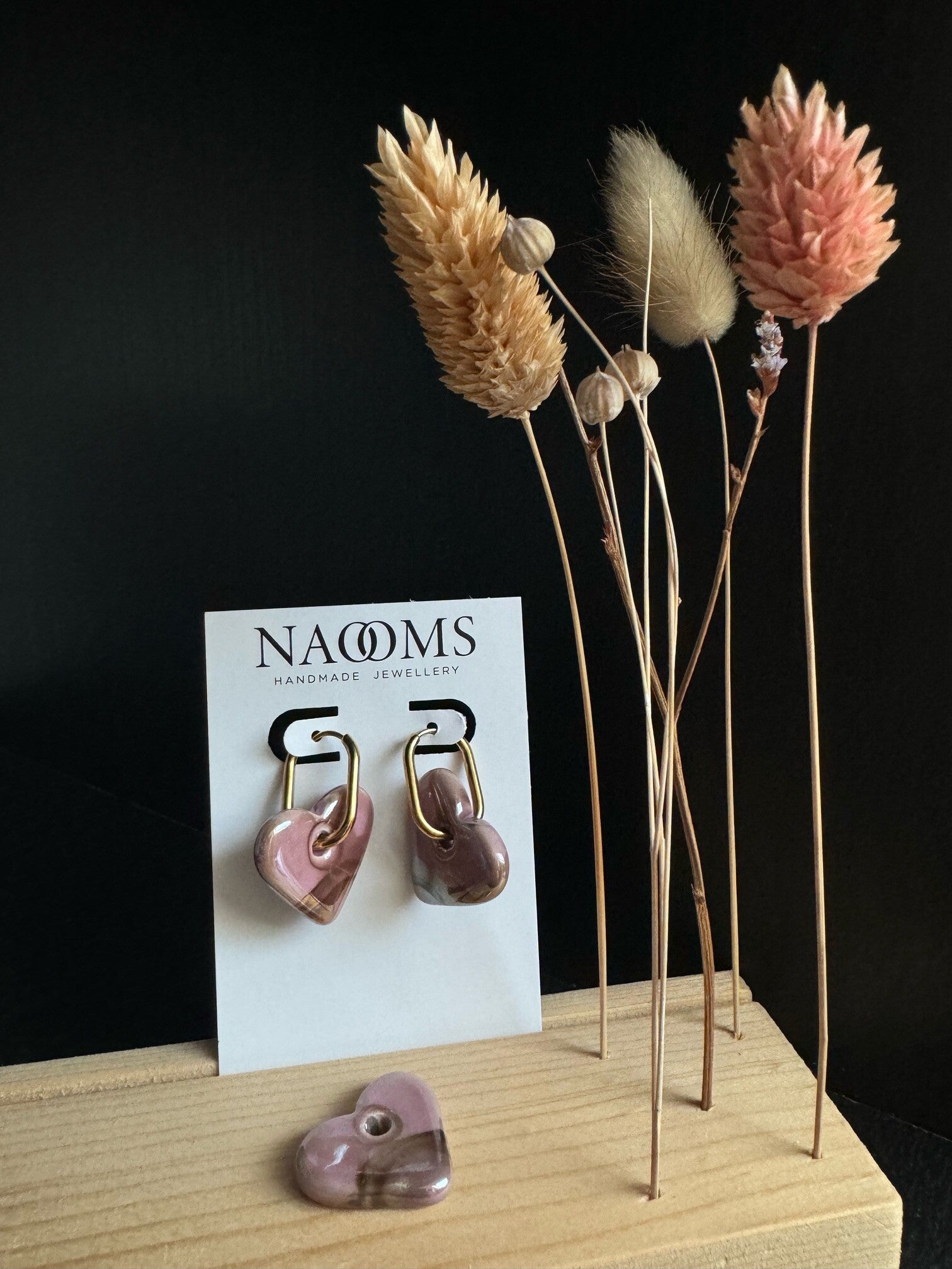 Oorbellen Love From Greece - Pink-Brown - Gold