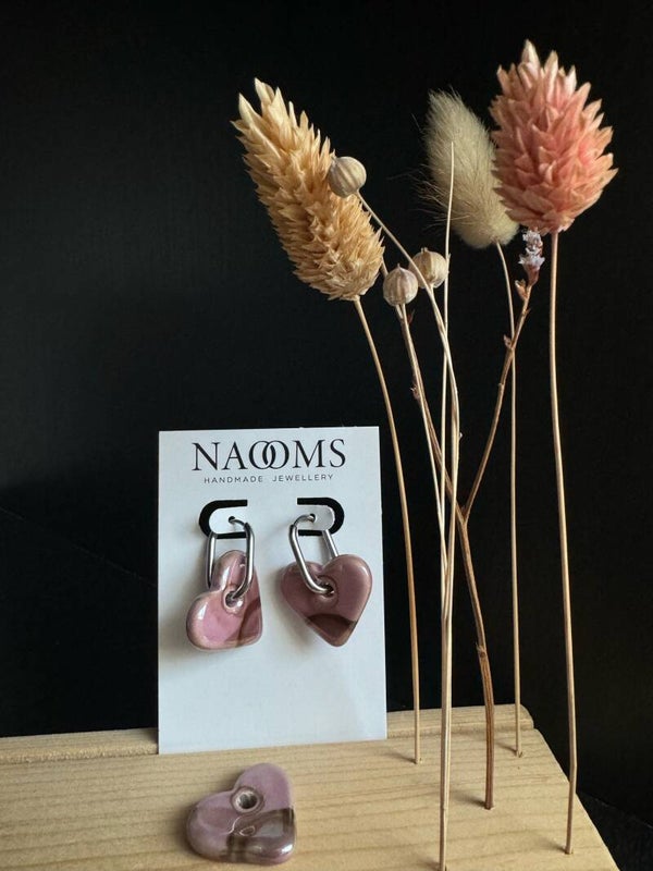 Oorbellen Love From Greece - Pink-Brown - Silver