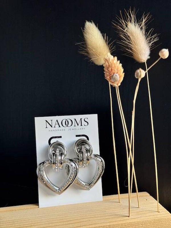Oorbellen Sparkle Heart - Zilverkleurig