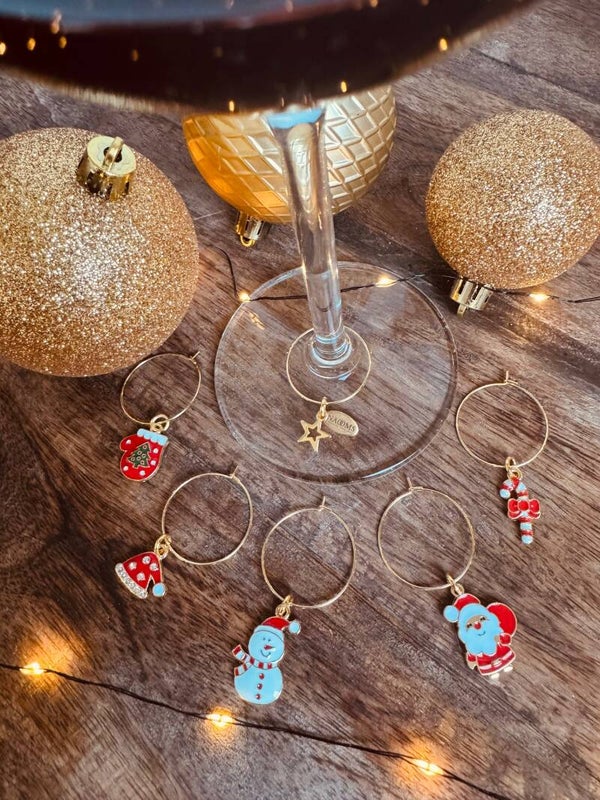 Wijnglas hangers - Christmas Gold