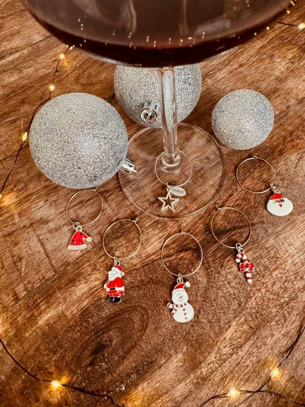Wijnglas hangers - Christmas Silver