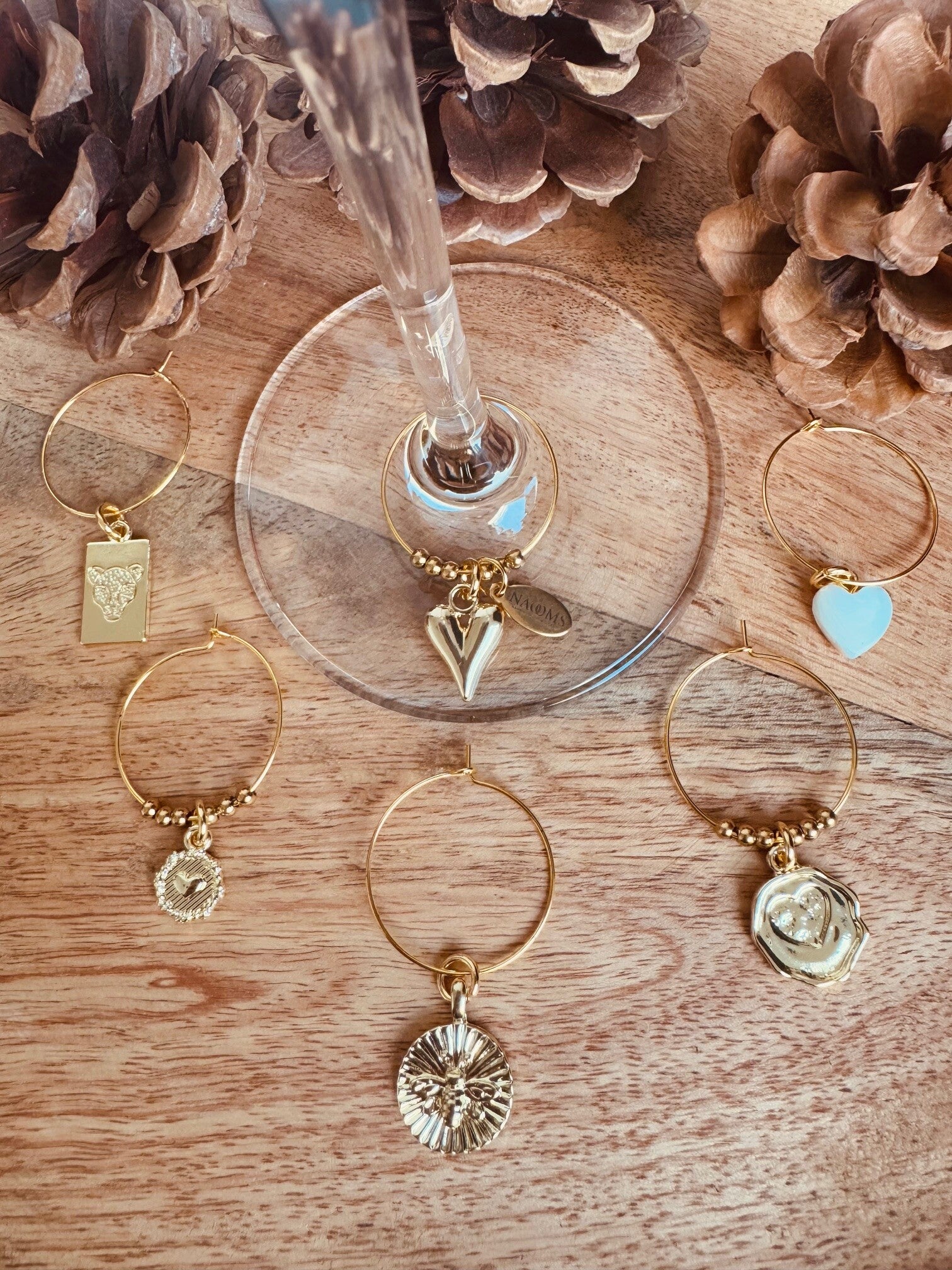 Wijnglas hangers - Mixed Gold