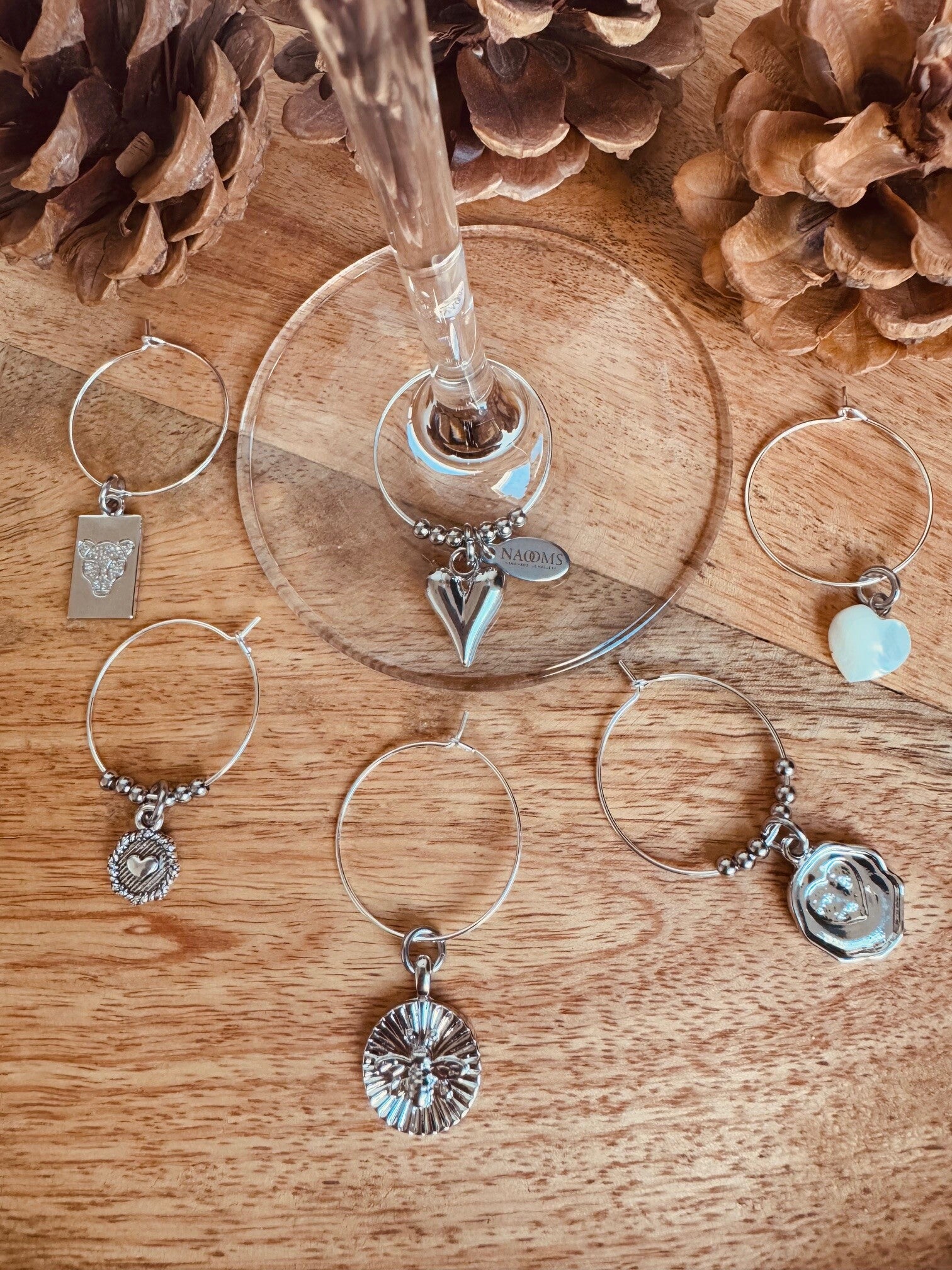 Wijnglas hangers - Mixed Silver
