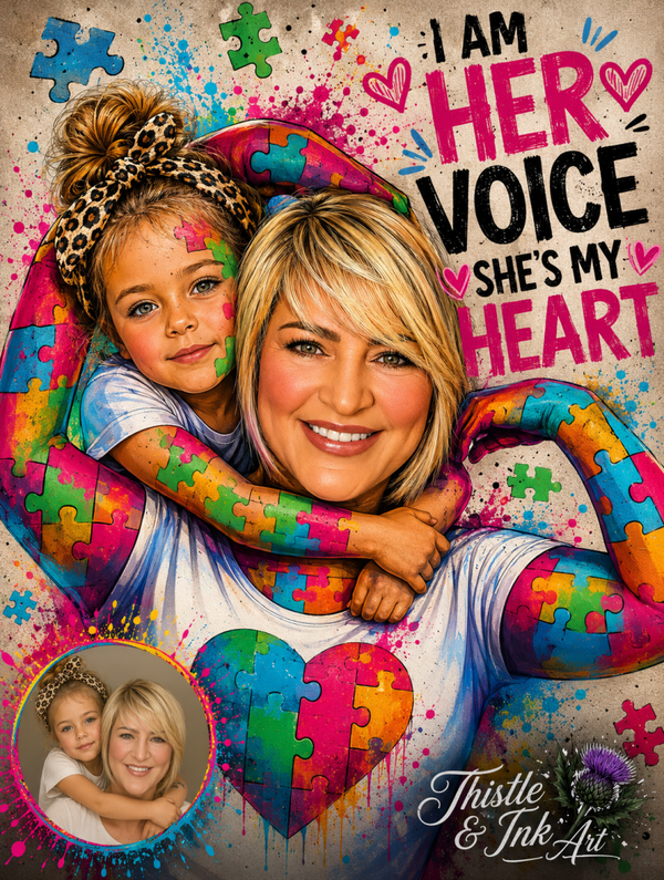 I Am Her Voice, She Is My Heart – Personalised Portrait