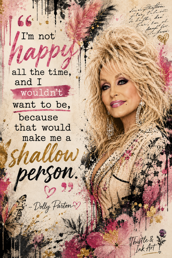 Dolly Parton – I’m Not Happy All the Time Quote Art Print