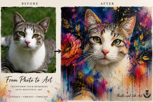 Personalised Pet Portraits | Photo to Art | Thistle & Ink Art