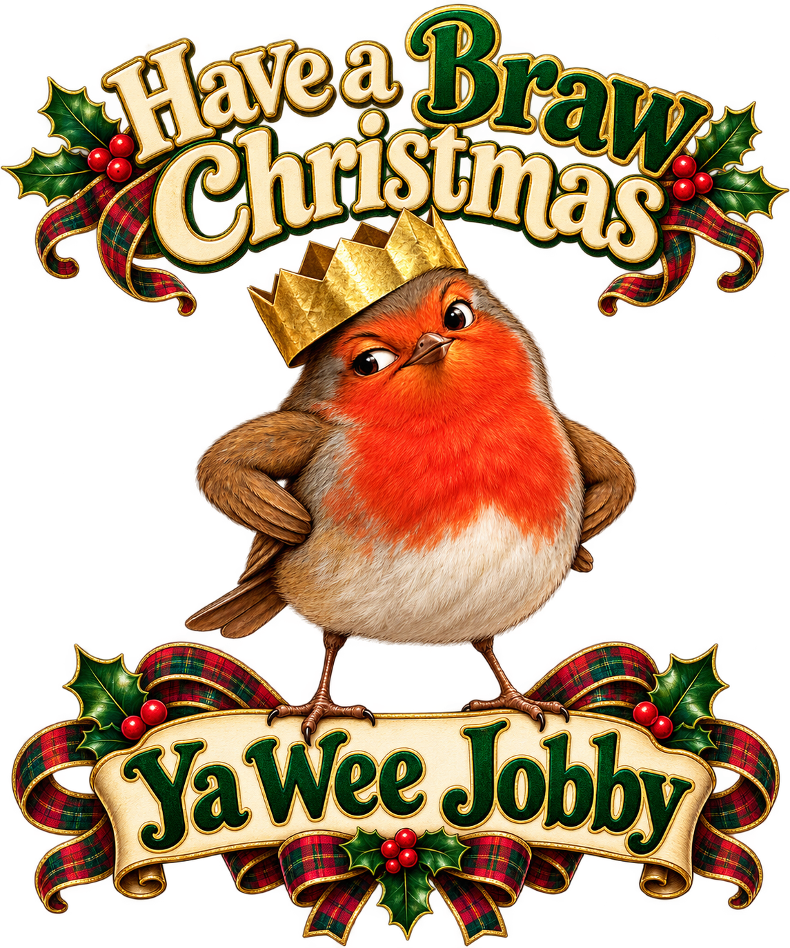 Have a Braw Christmas Ya Wee Jobby – Cheeky Robin PNG