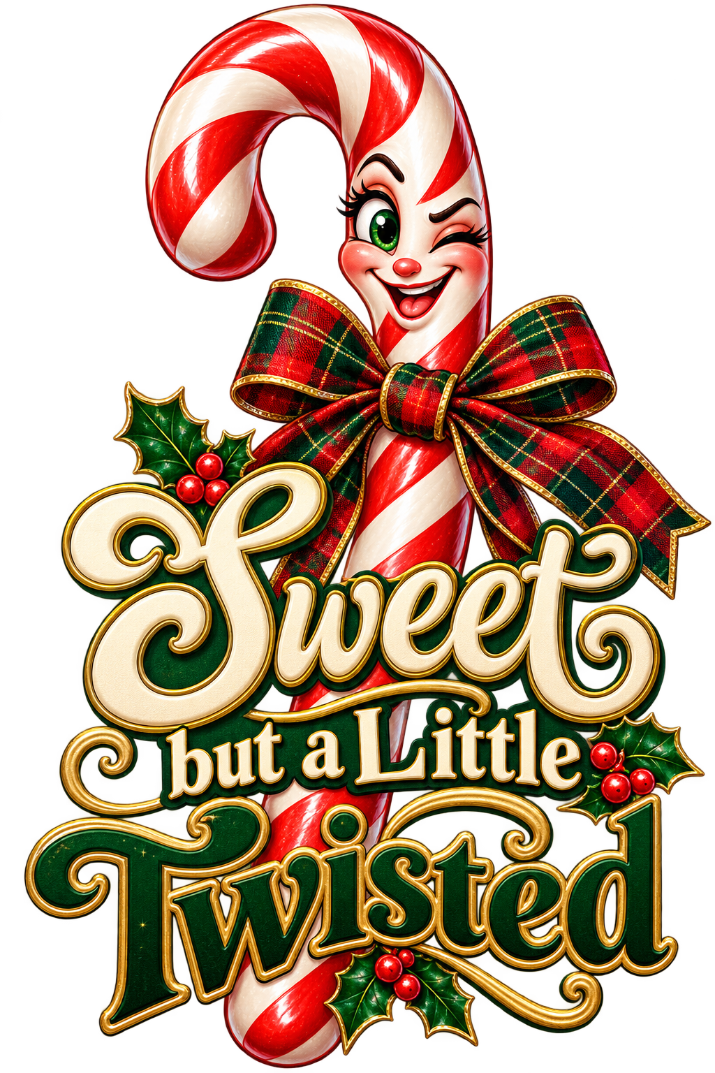 Sweet but a Little Twisted – Christmas Candy Cane PNG
