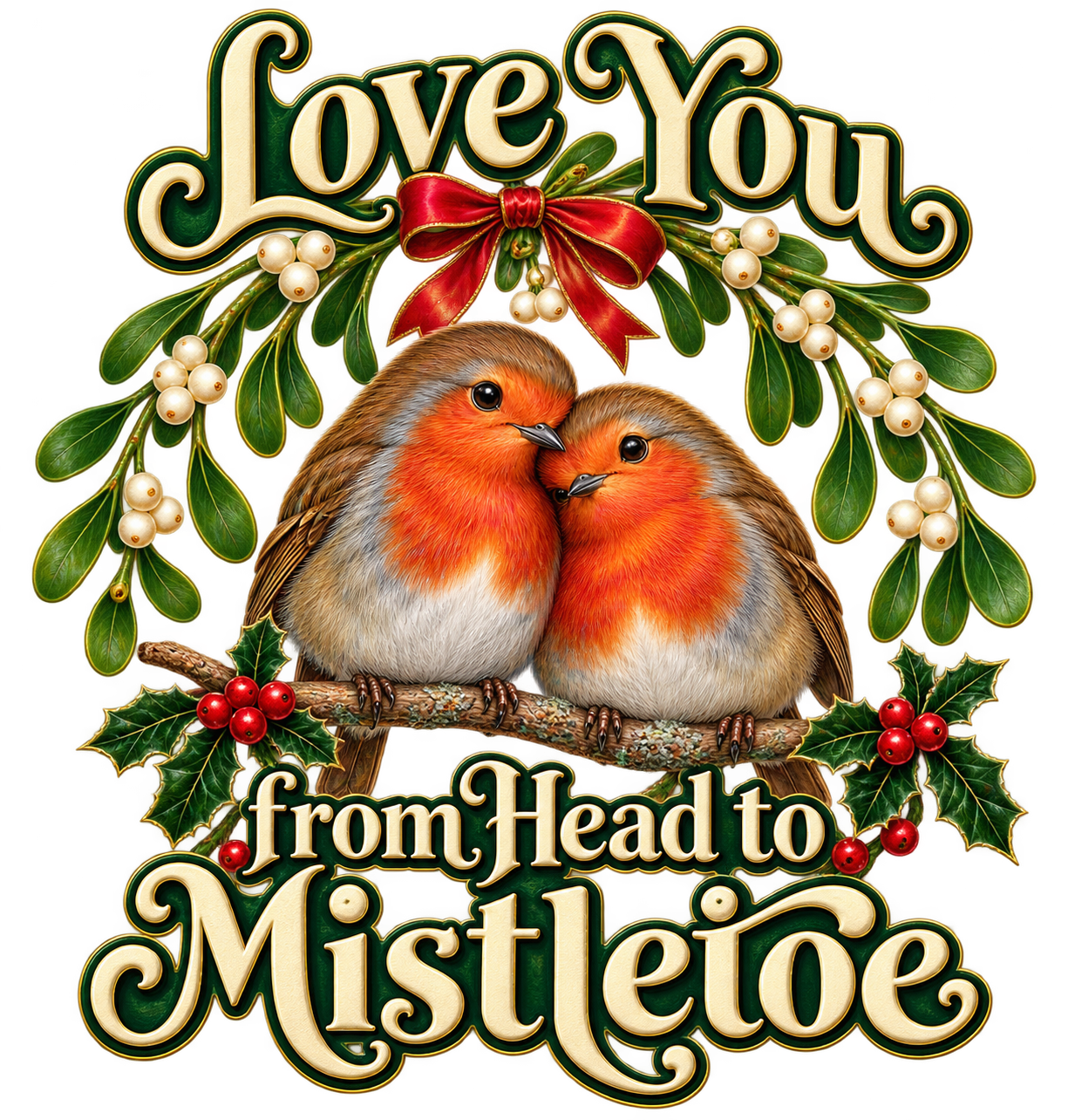 Love You from Head to Mistletoe – Christmas Robins PNG