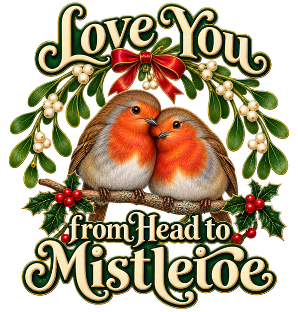 Love You from Head to Mistletoe – Christmas Robins PNG