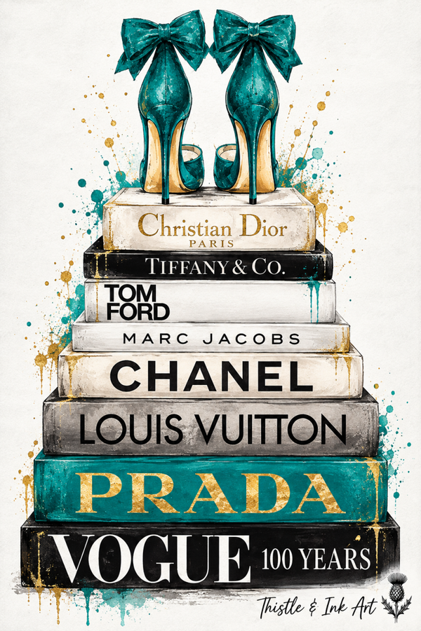 Dressed to Impress – Fashion Books & Heels Art Print