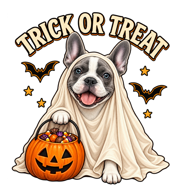 Trick or Treat Frenchie Ghost