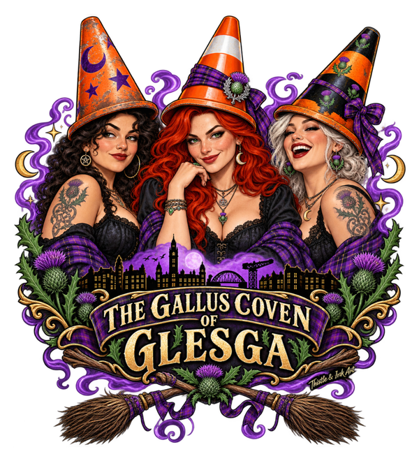 The Gallus Coven of Glesga – Scottish Witches T-Shirt Print
