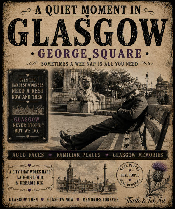 A Quiet Moment in Glasgow – George Square Art Print