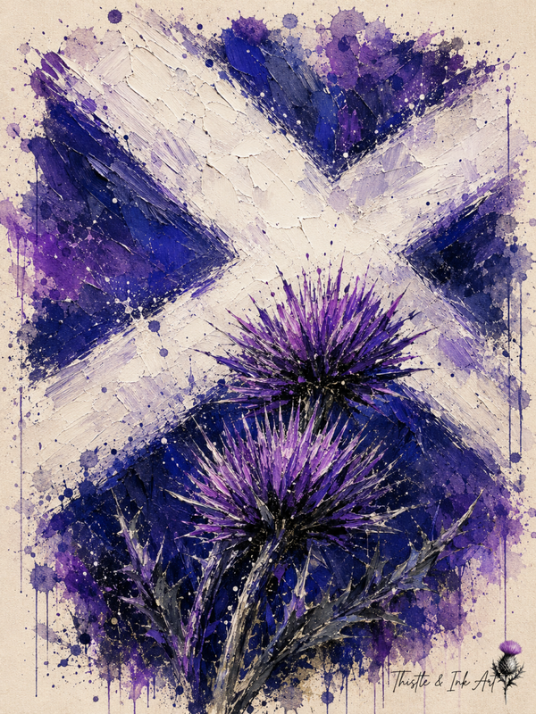 Heart of Scotland – Thistle & Saltire Art Print