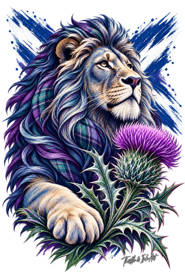 Lion of Scotland Tartan and Thistle T-Shirt