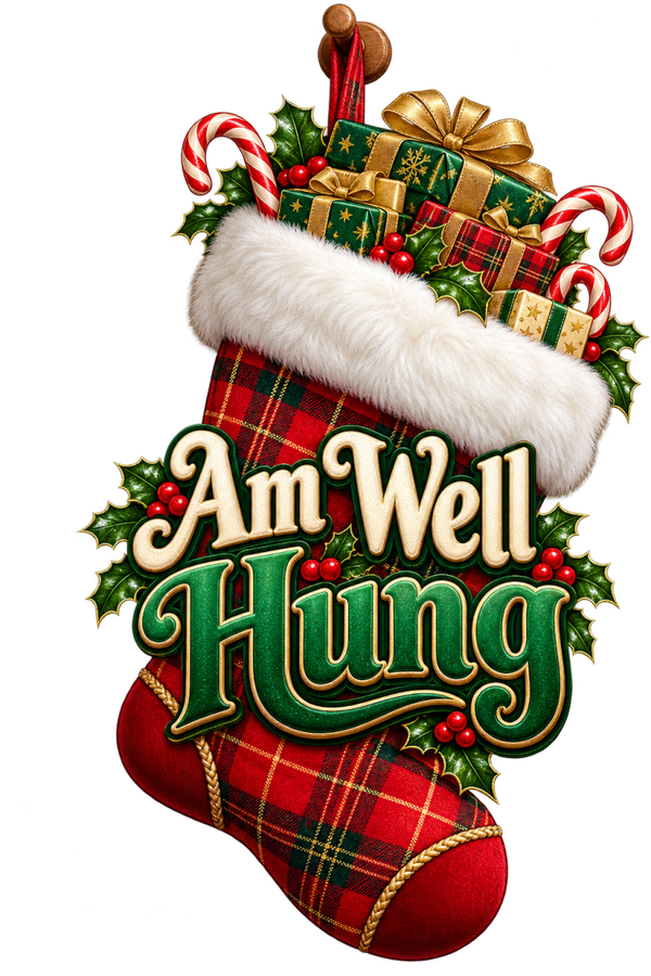 Am Well Hung – Funny Tartan Christmas Stocking PNG