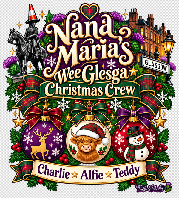 Nana Maria’s Wee Glesga Christmas Crew – Personalised Scottish Christmas Gift