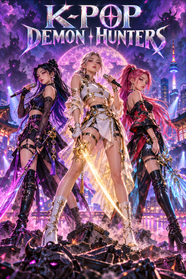 KPop Demon Hunters Inspired Art Print – Colourful K-Pop Fan Wall Art