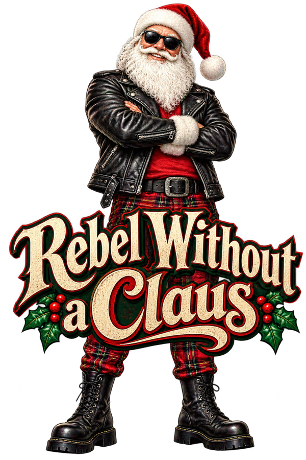 Rebel Without a Claus – Rocker Santa Christmas PNG