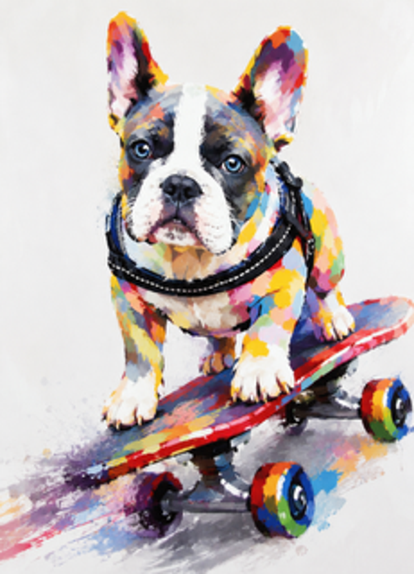 Personalised Skateboarding French Bulldog – Colour Splash Art Print