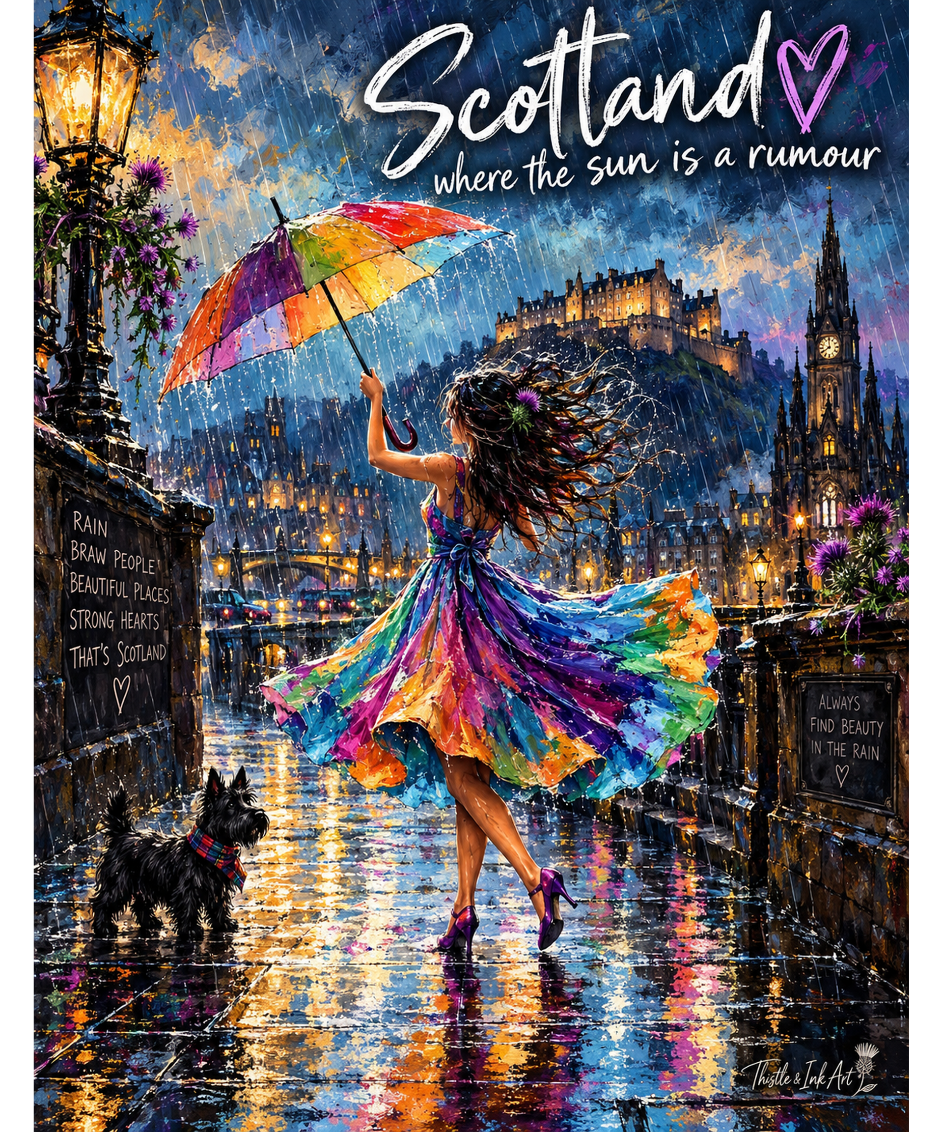 Scotland – Where the Sun Is a Rumour | Colourful Scottish Rain Art