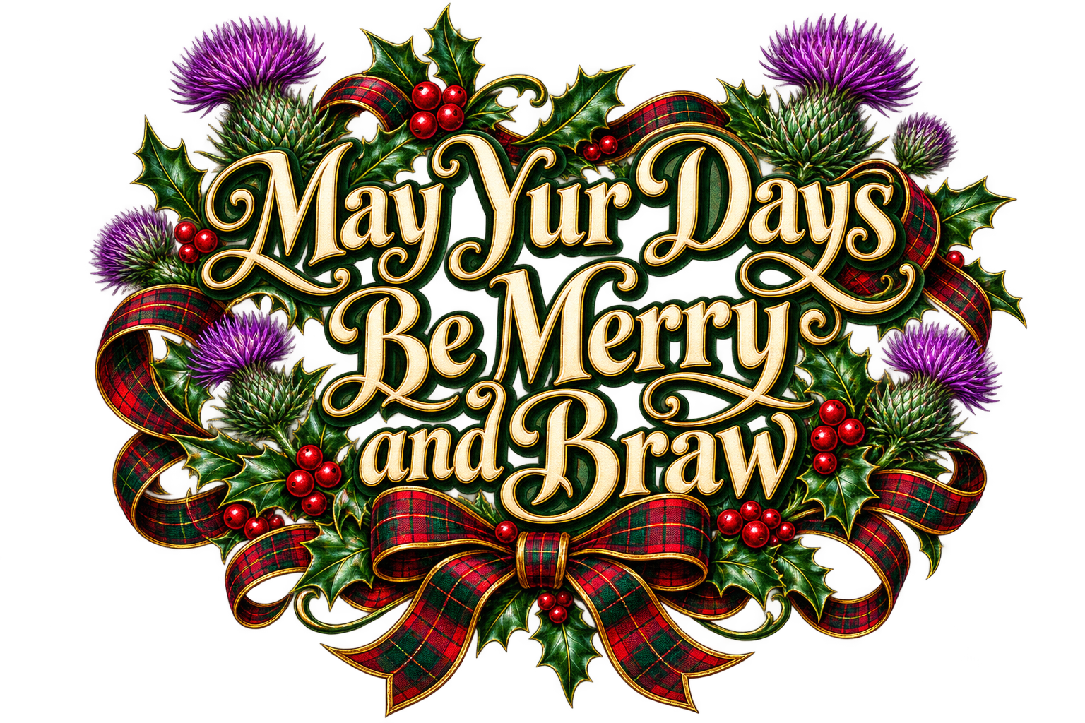 May Yur Days Be Merry and Braw – Scottish Christmas PNG