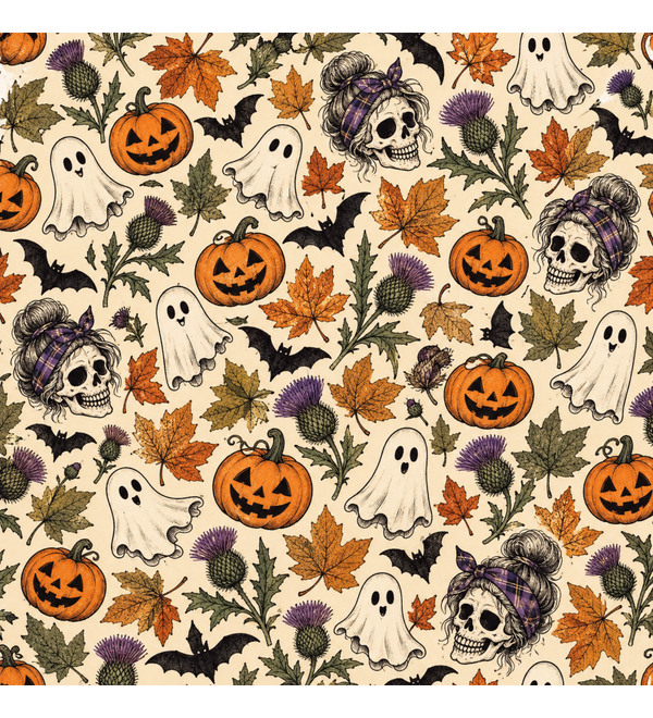 Scottish Halloween Skulls, Ghosts & Thistles