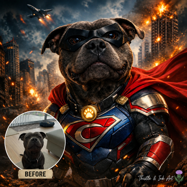 Super Cooper – Personalised Superhero Pet Portrait