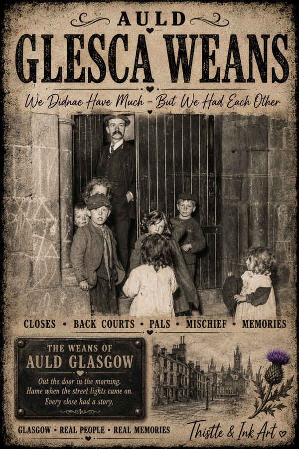 Auld Glesca Weans – Vintage Glasgow Nostalgia Art Print