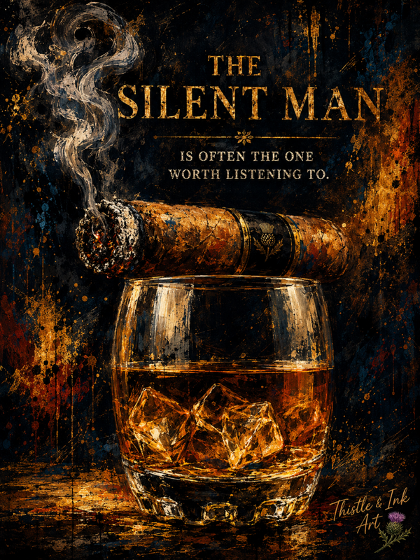 The Silent Man – Whiskey & Cigar Art Print