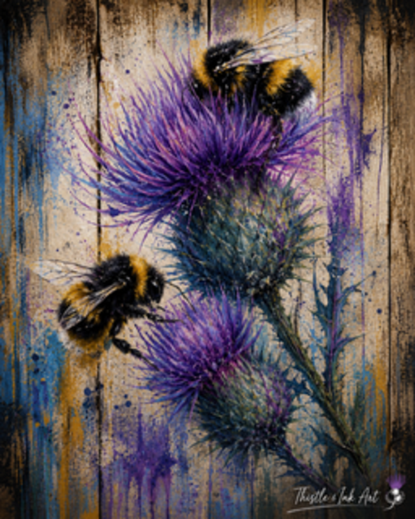 Thistle & Bee – Scottish Wildflower Art Print