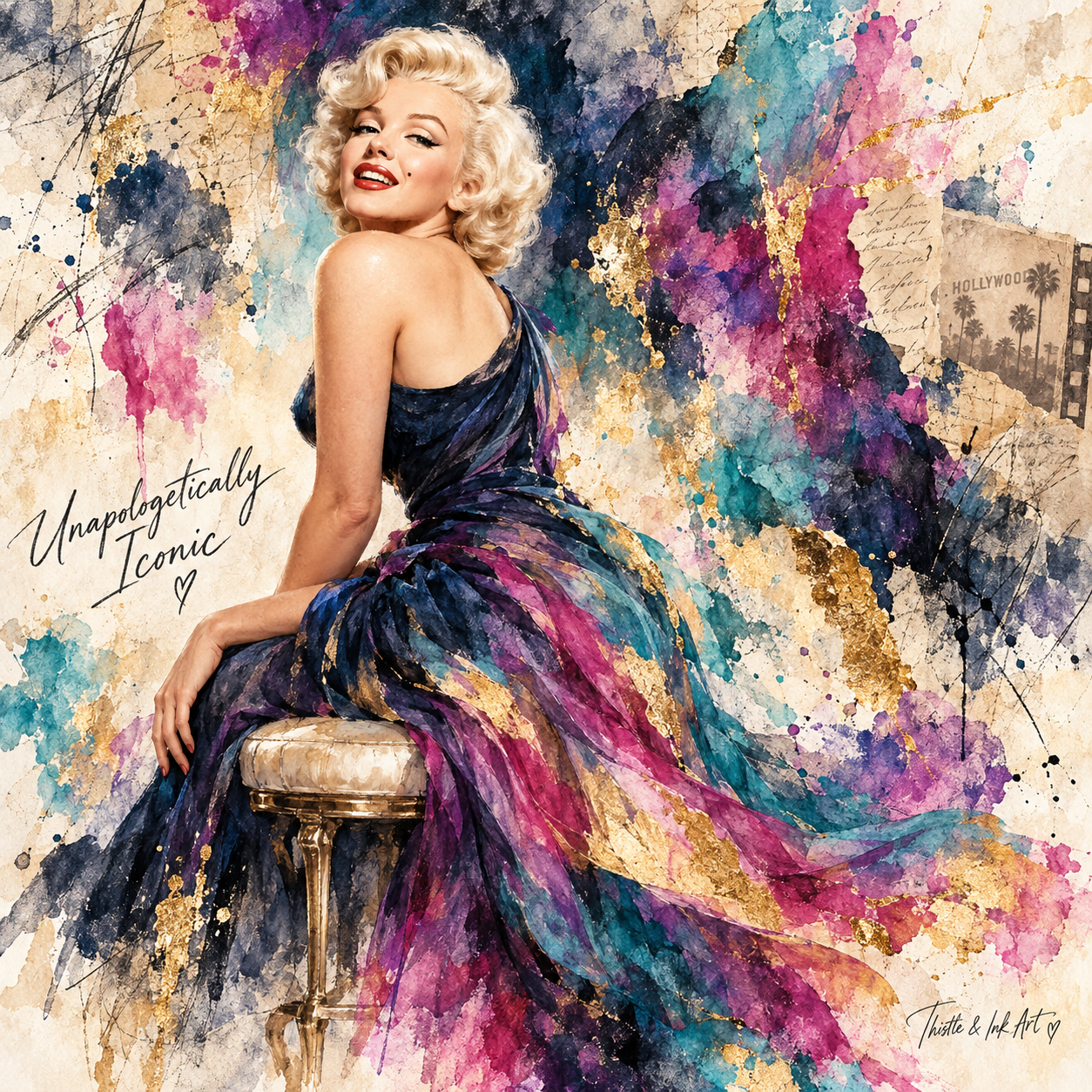 Unapologetically Iconic – Vintage Hollywood Glamour Digital Art Print