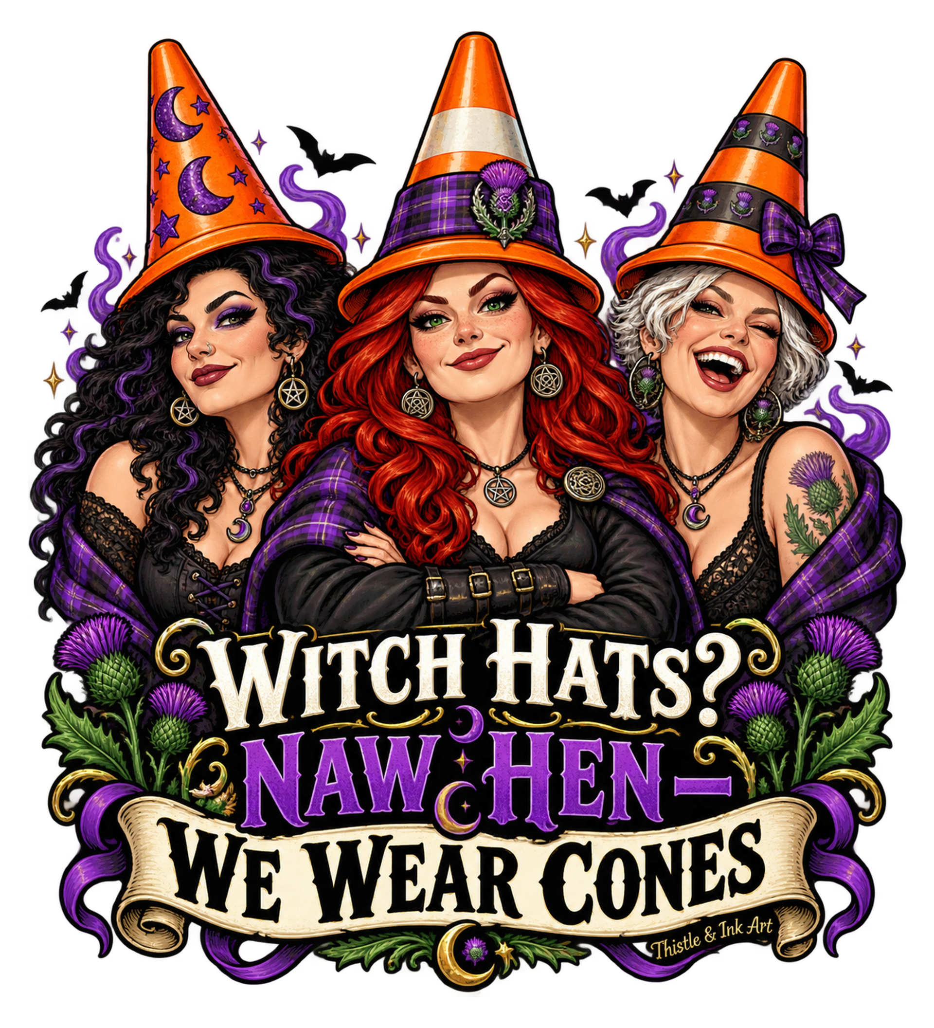 Witch Hats? Naw Hen—We Wear Cones Glesga Witches T-Shirt