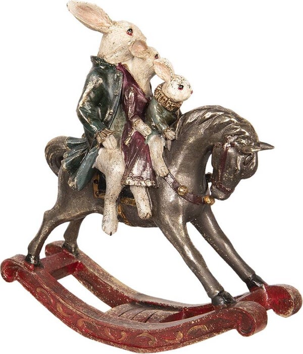 Clayre & Eef Beeld Konijn 30 cm Grijs Bruin Kunststof