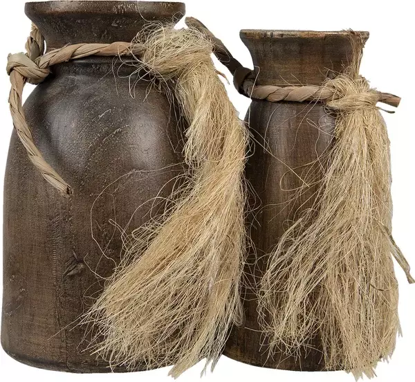 Clayre&Eef vazen set bruin kunststof decoratievazen