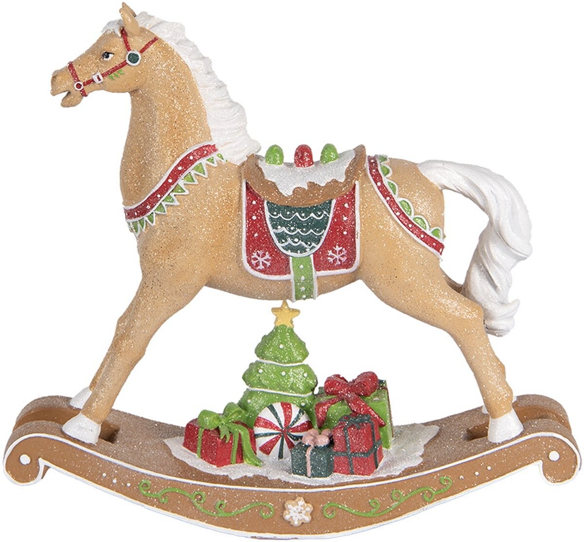 Kerstdecoratie Beeld Hobbelpaard 26x7x24 cm Bruin Kunststof