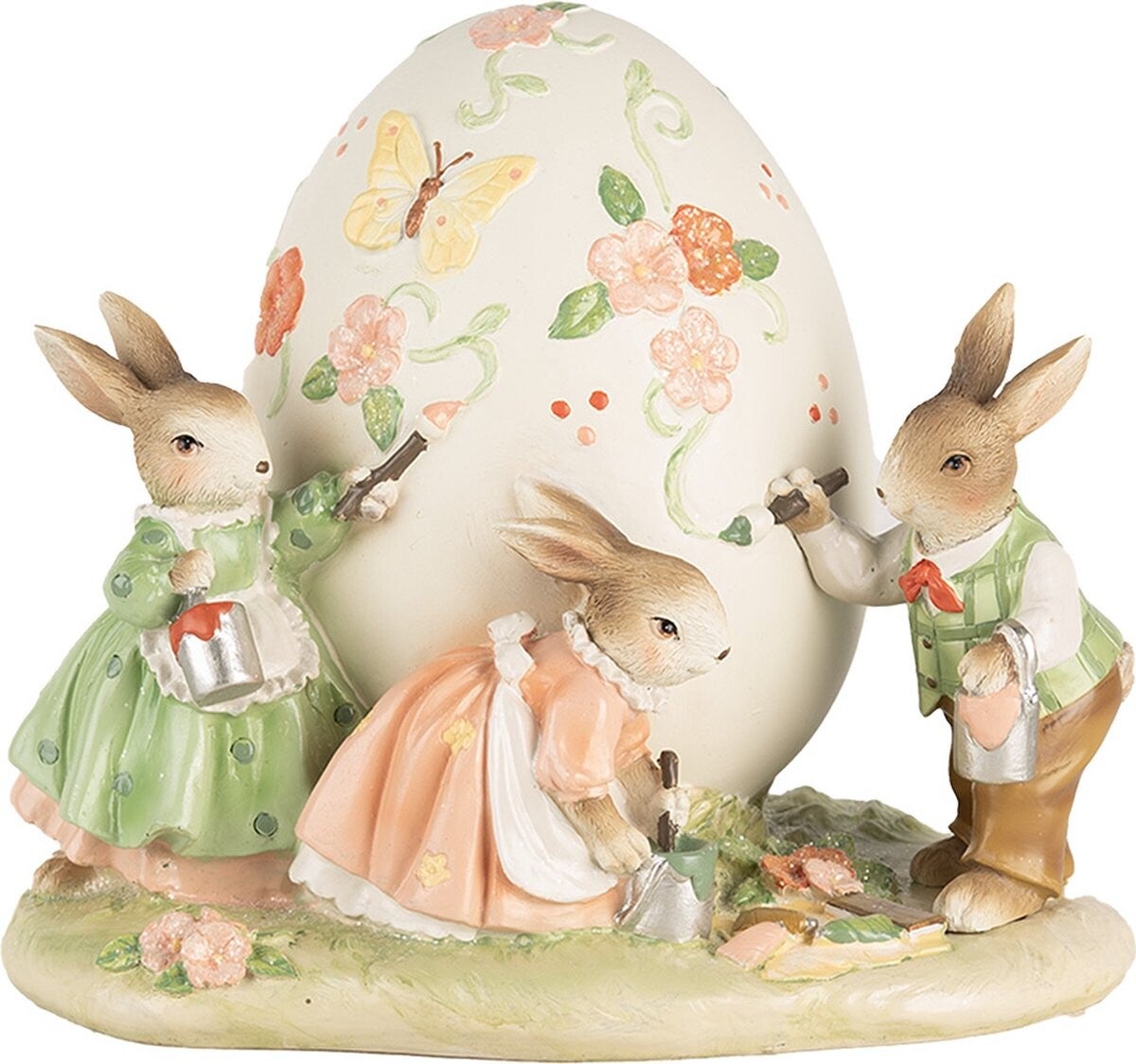 Decoratie Beeld Konijnen 22x17x18 cm Beige Kunststof