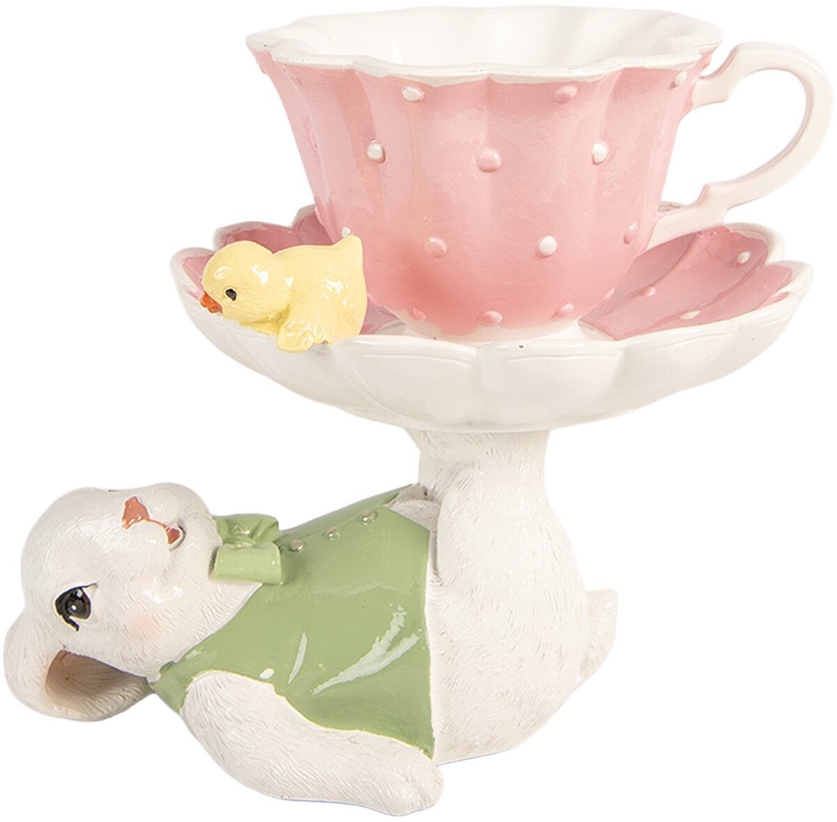 Decoratie Beeld Konijn 20x14x17 cm Wit Kunststof